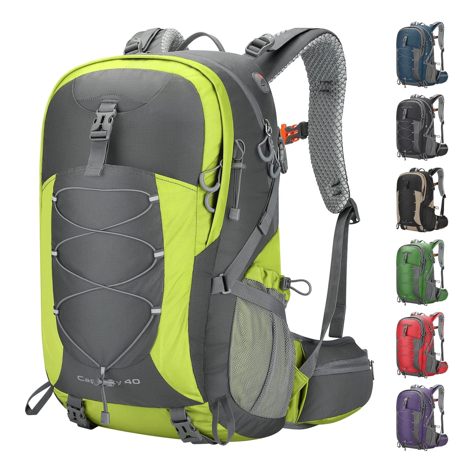 40L Waterproof Hiking Camping Backpack with Rain Cover, Lightweight Travel Daypack, Blue