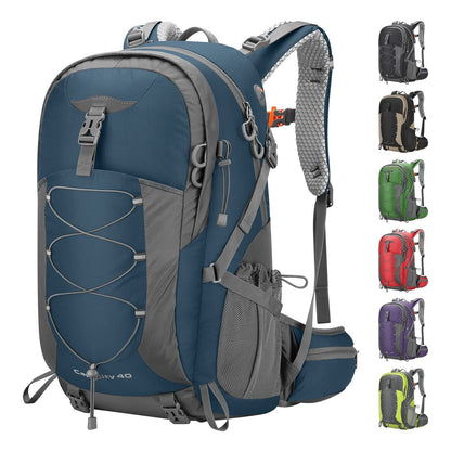 40L Waterproof Hiking Camping Backpack with Rain Cover, Lightweight Travel Daypack, Blue